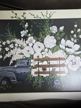 Hobby Lobby White and Green Floral Truck Wall Art